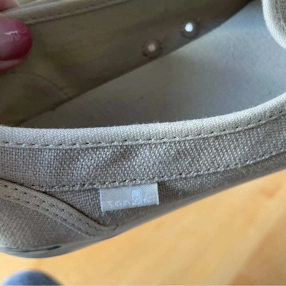 Sanuk Beige Canvas Slip-On Loafers